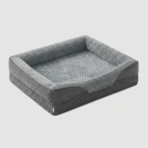 INVENHO XL orthopedic egg-crate memory foam dog bed with four-sided bolster
